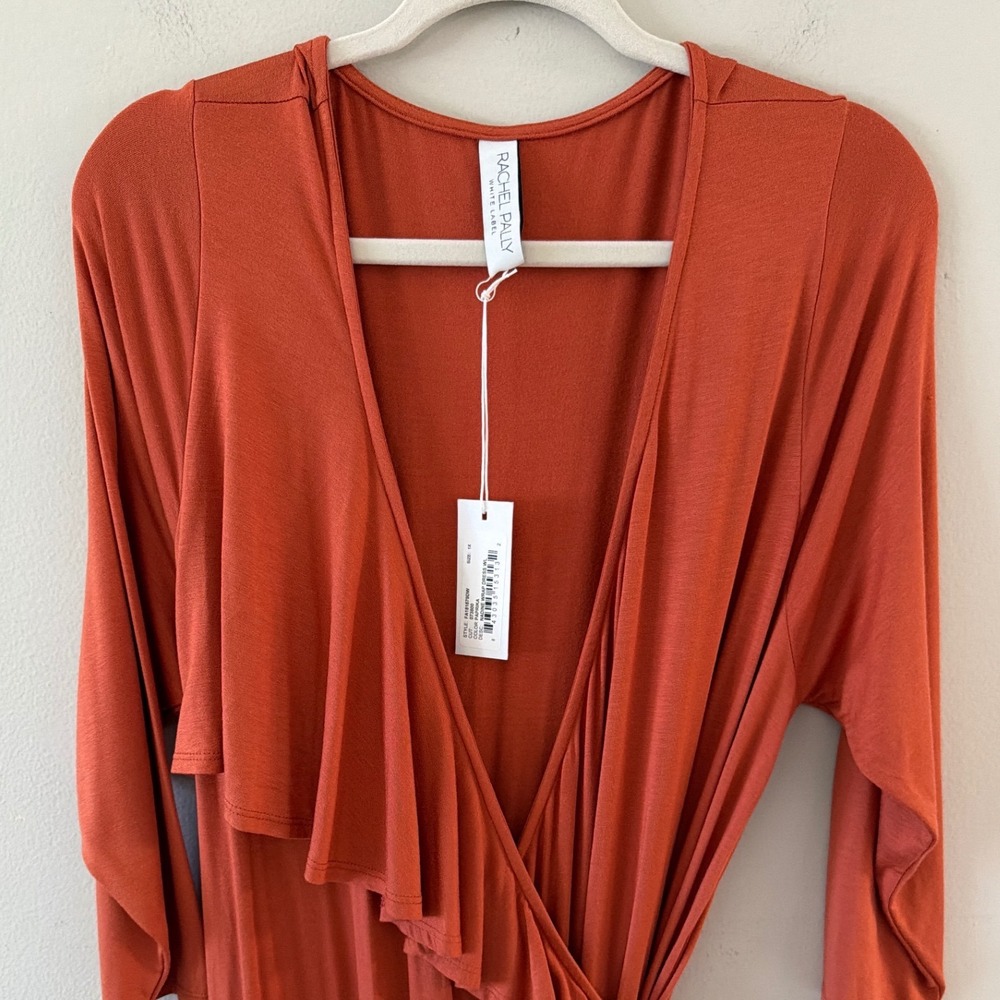 Rachel Pally White Label Nadine Wrap Dress Paprika Orange 1X New Tiered Ruffle - Picture 3 of 9